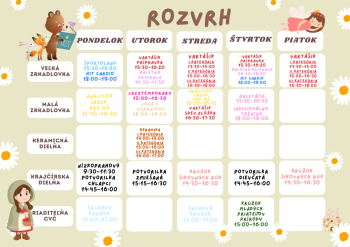 Týždenný rozvrh krúžkov