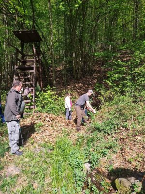 Krúžok mladých priateľov prírody a poľovníctva - čistenie studničiek